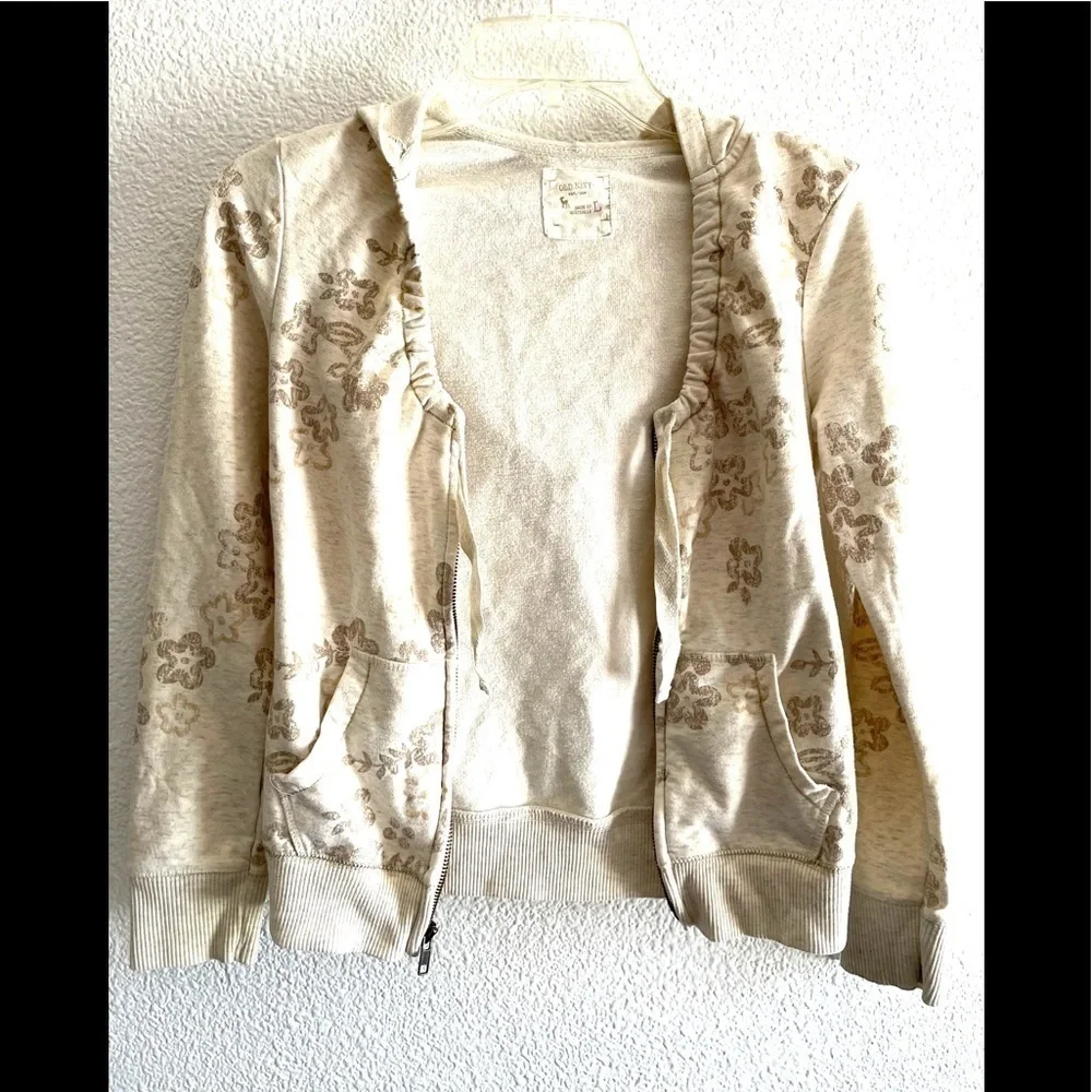 OLD NAVY girls floral full zip hoodie sweater- L
